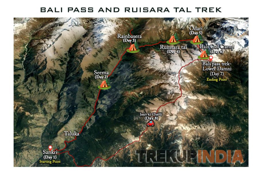 bali pass, Bali Pass Trek, bali pass trek map, route of bali pass trek, trekupindia, winter trek, snow trek, bali pass peak, how to reach bali pass, best time to do Bali Pass Trek