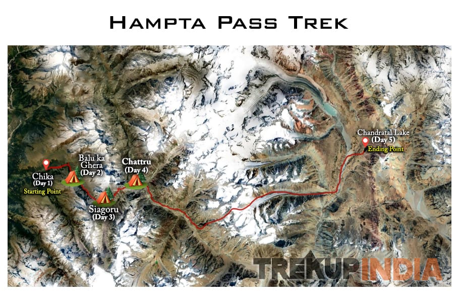 hampta pass trek route and map