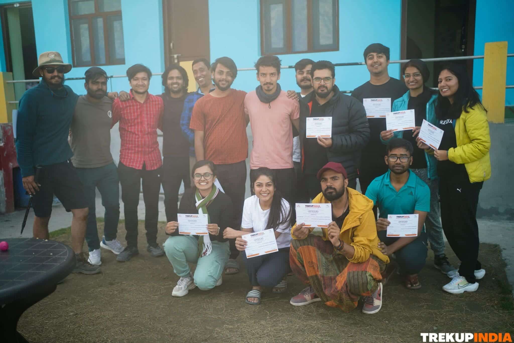 certificate distribution at sankari base camp trekup india harkidun trek